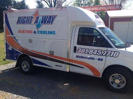 The Right A Way Heating & Cooling truck in Walkersville, MD